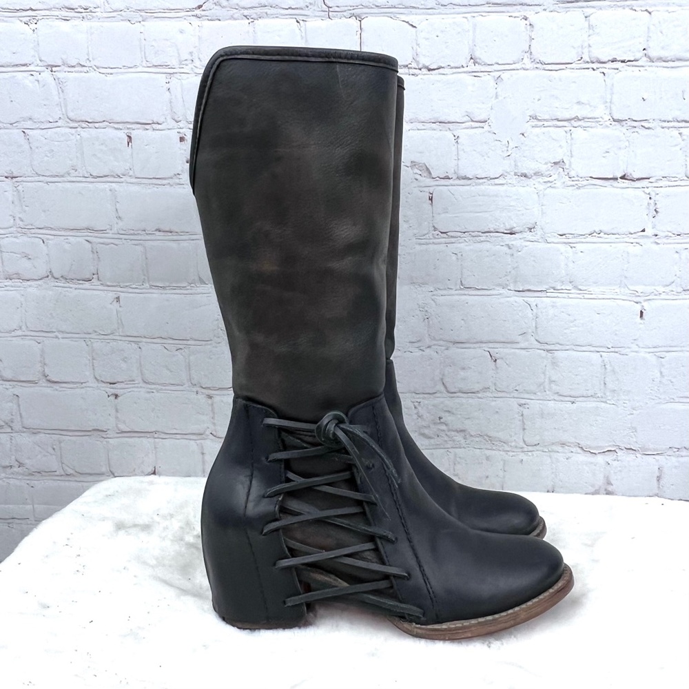 🚫SOLD! |•FREEBIRD🦅BY STEVEN•| Castle Knee High Boots Leather Lace Up Booties - Picture 10 of 16